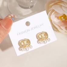 欧美风闪亮宝石CD字母仿珍珠优雅耳环，新款时尚耳环 - 珍珠耳環 - 查看 8