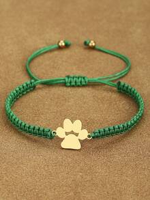 1pc 304 Stainless Steel Pet Paw Print 18K Gold Plated Bracelet, Minimalist Adjustable Handmade Woven Nylon Rope Bracelet, 12 Color Combinations Suitable For Men And Women Daily Wear, Perfect Gift For Holidays - Multicolor - View 17