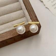 1 Đôi bông tai mặt dây chuyền màu xám tối giản - Xám - Xem 2