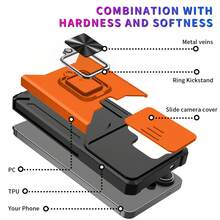 360° Adjustable Phone Case With Card Slot & Lens Protection, Compatible With Apple 11/13/14/15/16/17, S26U/S25/S24P/A56/A16/A26, Note 14/15/13/11 Pro - Orange - View 2