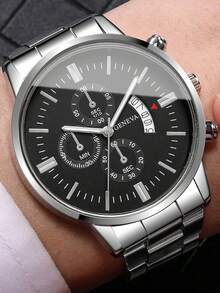 Set de 5 relojes de cuarzo minimalistas para hombres de negocios, que incluye colores plateado, negro y dorado, con correa de acero inoxidable duradera y de alta calidad, y esfera de varios colores para combinar con diferentes estilos - Multicolor - Ver 8