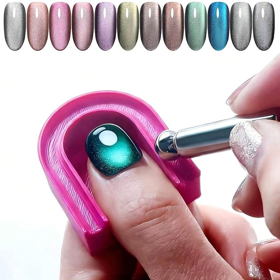 Cat Eye Magnetic Manicure Set, Magnetic Cat Eye Nail Repair Pad, Double-Ended Manicure Tool, Suitable For Manicure, Magnetic Gel Nail Polish Guide Tool, Beginner DIY Magnetic Nail Art Assistant
