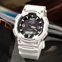 Đồng hồ Casio AQ-S810 năng lượng mặt trời, máy quartz, chống nước 100M, có đèn LED, dây đeo cao su dành cho nam. - Một cỡ - Xem 2