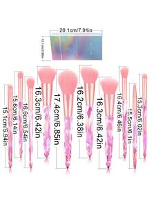 10pcs Crystal Handle Makeup Brush Set, Soft Hair Face & Eye Cosmetic Brushes, Makeup Tools - Multicolor - View 10