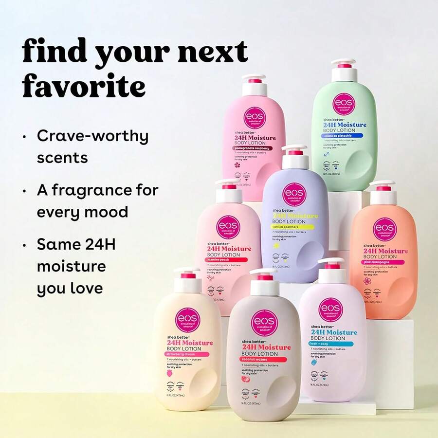 Eos 24H Moisture Travel Body Lotion- Vanilla Cashmere, Travel Size Essential, Toiletries, Mini Body Lotion For Dry Skin, 2.5 Fl Oz(Pack Of 1) - 清新舒適 - 查看 1