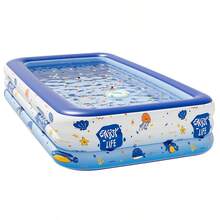 Large Blue Inflatable Swimming Pool With Playground Function, Made Of Durable PVC Material, Foldable And Portable, Suitable For Family Water Games And Yard Parties, Outdoor Water Game Themed Inflatable Swimming Pool - Swimming Pool - View 5