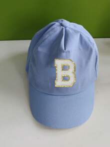 1顶婴儿A-Z字母幼儿浅蓝色字母刺绣棒球帽，可爱风格防晒帽，日常百搭帽 - 藍色 - 查看 8