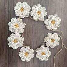 1 Set (8 Flores) Corona de Flores de Margarita de Ganchillo Hecho a Mano | Decoración de Pared de Margaritas Blancas - Un conjunto de 8 - Ver 6