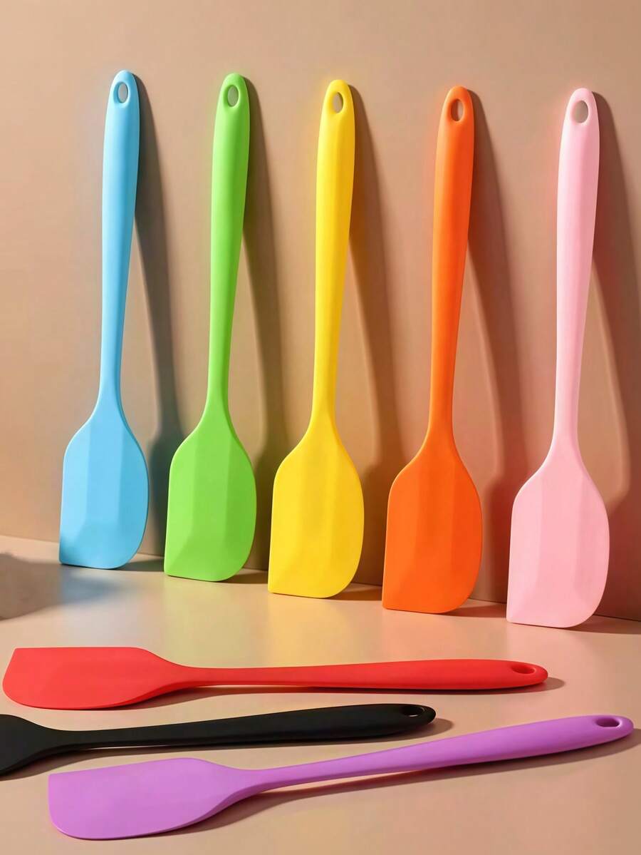Bộ 10 thìa silicon chịu nhiệt, dùng để vét kem bánh, vét mứt, vét chống dính, vét bơ, vét phô mai, dụng cụ nhà bếp làm bánh và nấu nướng, lý tưởng cho gia đình và những người đam mê làm bánh.