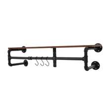 SHIOUCY Black Industrial Wall Mounted Coat Rack, Pipe Style Storage Shelf With Hooks For Entryway Bedroom Kitchen Organizer - View 7