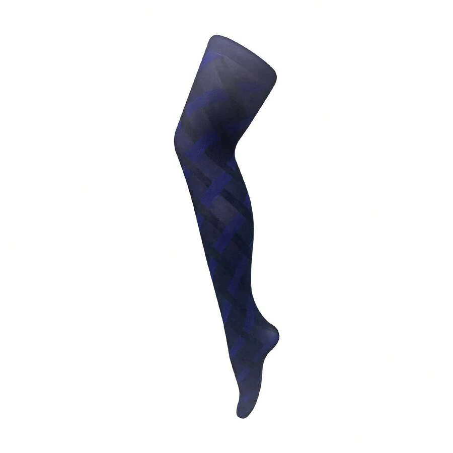 Sock Snob Sock Snob - Ladies Thick Coloured 80 Denier Opaque Patterned Winter Fashion Tights - 電纜藍色 - 查看 1