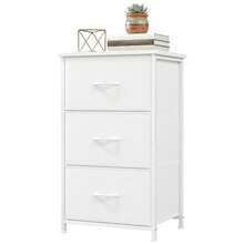 Organizador de almacenamiento multifuncional, elegante armario de 3 cajones con contenedores de tela extraíbles para dormitorio, sala de estar, armario, entrada, pasillo, lavandería - Blanco - Ver 3