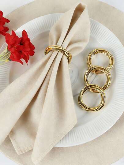 金色ナプキンリング 6/8/10/12個セット、エレガントなナプキンホルダー テーブルセッティング用、結婚式、ランチ、クリスマス、感謝祭、ディナー、パーティー、ビュッフェに適しています