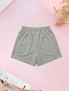 Damen Sommer Casual Sport Shorts, Tunnelzug Taille, Doppelte Seitentaschen, einzigartiges Stickerei Design, geeignet für Laufen, Yoga, Fitness und Training - Grau - Übersicht 4
