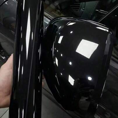Glossy Black Vinyl Wrap Film, Self-Adhesive Vinyl Sticker, Bubble-Free, Suitable For Car Window Trims, Rearview Mirrors, Automobiles, Motorcycles, Bicycles, Laptops