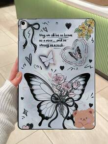 1 chiếc ốp lưng bảo vệ máy tính bảng màu đen mờ, chống sốc toàn thân bằng silicon mềm, thiết kế nữ tính nhẹ nhàng theo phong cách Ins, tương thích với iPad. - màu đen - Xem 1