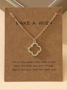1 pièce Collier élégant à trèfle à quatre feuilles à la mode pour femme, collier pendentif de style nature minimaliste de luxe, convient pour le port quotidien, les vacances, les fêtes et les cadeaux pour les amis - Doré - Voir 1