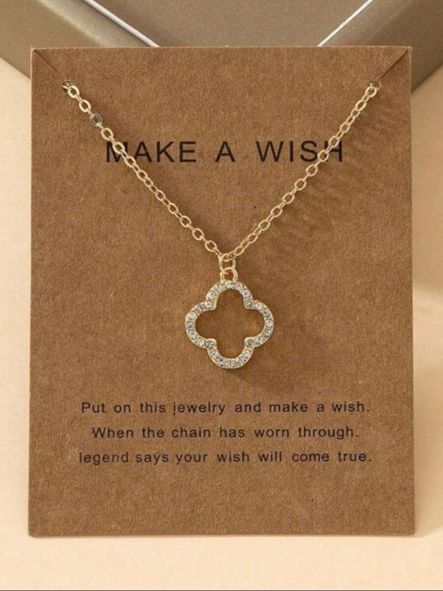 1 pièce Collier élégant à trèfle à quatre feuilles à la mode pour femme, collier pendentif de style nature minimaliste de luxe, convient pour le port quotidien, les vacances, les fêtes et les cadeaux pour les amis - Doré - Voir 1