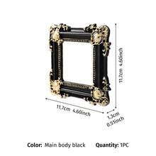 1pc Resin Material European Style 3D Floral Pattern Black Oval Prop Photo Frame, Suitable For Photography Props, Miniature House Decoration, Halloween Decor Home Decor Fall Decor Room Decor - Multicolor - View 16