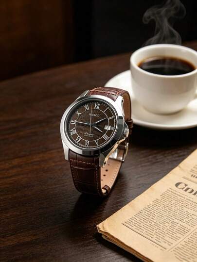 Seiko Đồng hồ nam dòng Premier Series, đồng hồ đeo tay cơ tự động dành cho nam, mặt số màu nâu sẫm kẻ ô vuông với các vạch chỉ giờ La Mã, mặt kính sapphire cong, vỏ thép không gỉ kết hợp với dây đeo da họa tiết cá sấu, trang bị bộ máy 6R15, khả năng chống nước 100 mét. Đây là một chiếc đồng hồ thời trang và chất lượng cao, là sự lựa chọn cổ điển cho công việc và sử dụng hàng ngày. Đây là món quà tuyệt vời dành cho phái mạnh. Mã sản phẩm: SPB011J1.