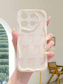 1 chiếc ốp lưng điện thoại bằng chất liệu TPU dễ thương, họa tiết nơ, màu trắng kem, chống sốc và chống trượt, bảo vệ toàn thân, tương thích với iPhone, Honor. - Màu be - Xem 1