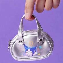Miniso Sanrio Kuromi Earphone Case Anime Glitter Design Portable Protective Storage Pouch For Wireless Wired Earbuds Cartoon Kawaii Travel - Silver - View 3