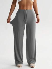 Quần yoga ống rộng dáng suông dành cho nữ, quần thể thao thường ngày thích hợp cho chạy bộ, tập luyện và các hoạt động thể dục ngoài trời. - Màu Xám nhạt - Xem 5