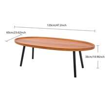 Oval, Freestanding Side Table, Load Capacity 5 Kg, Modern Coffee Table In Wood Color For Living Room, Bedroom, Office And Study, Minimalist Side Table, 120 X 60 X 38 Cm, Wood Color - Wood Color - View 11