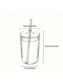 1 pezzo Tazza in vetro da 450ml con coperchio e cannuccia, tazza trasparente per tè, caffè, succo, latte, mocaccino, adatta per la colazione - Trasparente - Visualizzare 3