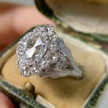 1 pièce Bague ouverte de pigeon œuf cubique en zircone brillante de luxe vintage, accessoire unique, élégant et polyvalent, délicat, convenant pour le port quotidien des femmes - Argent - Voir 5
