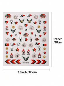 2pcs Portugal World Cup Football Themed Nail Stickers, Spring/Summer Energetic Football Nail Art, Perfect To Support Your Favorite Team, Best Choice For DIY Manicure - Multicolor - View 4