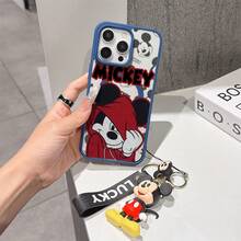 This Disney Mickey Mouse Pattern Lanyard Phone Case Features A Strong Magnetic Closure And Full Coverage Of Acrylic And TPU Material. It's Shockproof, Lightweight, And Suitable For IPhone17/16/11/13/15/15 Plus/15 Pro/15 Pro Max/12/14 Pro Max/11 Pro Max/12 Pro/12 Pro Max/13. It's A Popular Birthday Gift, Business Gift, Durable, Stain-Resistant, And Fingerprint-Resistant New Phone Case For Men And Women. It Also Includes A Mickey Mouse Phone Case And Mickey Mouse Doll Bracelet. Compatible With SamsungGalaxy S20, S21, S22, S23, And S24 Series. It's The Perfect Gift For Friends And Family. This Stylish Phone Case Is Fun, Lightweight, And Durable. IPhone17 Pro Max Phone Case, Minnie Phone Case. - màu đen - Xem 5