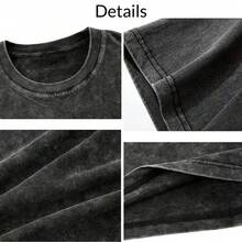 Camiseta unisex manga corta con estampado, cuello redondo, 100% algodón puro, tela suave y transpirable, estilo casual ideal para primavera y verano, ropa de uso diario cómoda - Negro - Ver 4