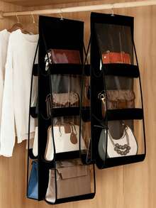 1pc/2pcs Space-Saving Transparent Multi-Layer Hanging Wallet/Purse Organizer Rack, Women Accessories Storage, 1pc 6/8 Compartments Space-Saving Hanging Storage Bag, Home Closet Organizer, Travel Essentials - Multicolor - View 16