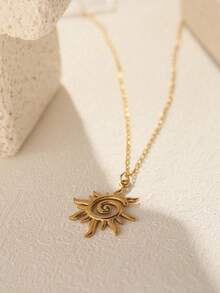 1 chiếc dây chuyền mặt dây chuyền hình tia nắng tối giản bằng thép không gỉ mạ vàng 18K, dây chuyền mặt dây chuyền xoắn ốc, trang sức phù hợp để đeo vào mùa hè. - Nhiều màu - Xem 5