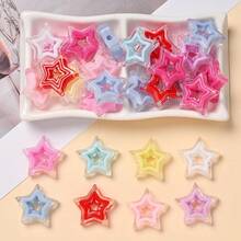 20颗21x22毫米透明亚克力星形珠子 – 粉彩色和荧光色混合，非常适合DIY钢笔、剪贴簿、珠宝制作、钥匙扣和创意工艺品 - 顏色隨機 - 查看 6