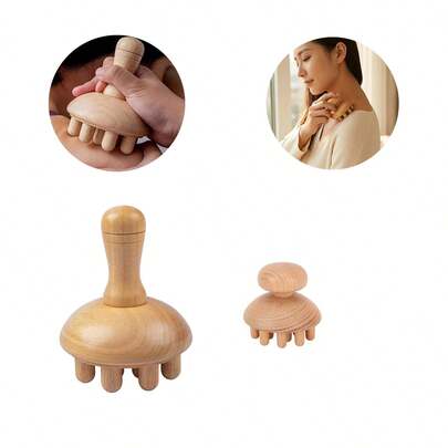 1pc/2pcs Wooden Mushroom Shaped Massager | Manual Wooden Therapy Massage Tool, Anti-Cellulite, Wood Therapy, Lymphatic Drainage, Relieve Muscle Tension, Full Body Use