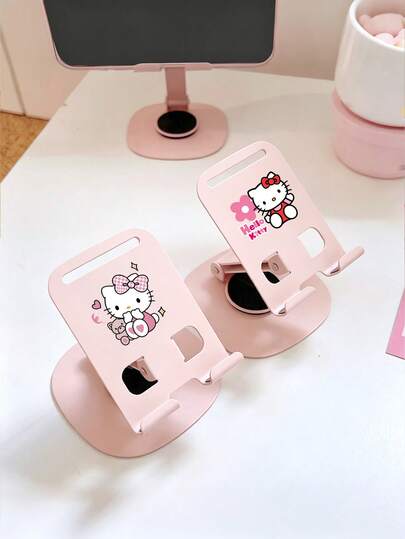 SANRIO Giá đỡ điện thoại để bàn Hello Kitty màu hồng, xoay 360° và có thể gập lại.