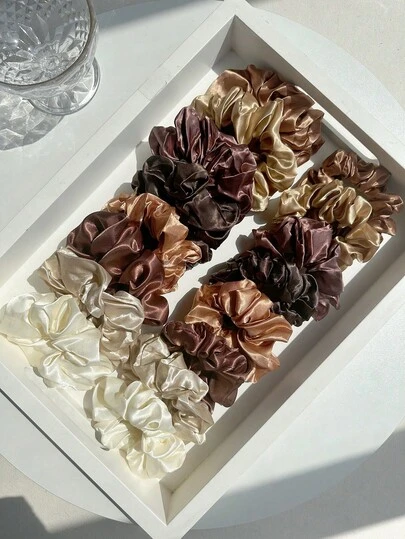 1/16pcs Premium Satin Solid Color Headbands, Soft Satin Headbands For Women, Elastic Versatile Elegant, Suitable For Daily Use, Ponytail Headbands, Elastic Hair Accessories