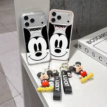 This Disney Mickey Mouse Pattern Lanyard Phone Case Features A Strong Magnetic Closure And Full Coverage Of Acrylic And TPU Material. It's Shockproof, Lightweight, And Suitable For IPhone17/16/11/13/15/15 Plus/15 Pro/15 Pro Max/12/14 Pro Max/11 Pro Max/12 Pro/12 Pro Max/13. It's A Popular Birthday Gift, Business Gift, Durable, Stain-Resistant, And Fingerprint-Resistant New Phone Case For Men And Women. It Also Includes A Mickey Mouse Phone Case And Mickey Mouse Doll Bracelet. Compatible With SamsungGalaxy S20, S21, S22, S23, And S24 Series. It's The Perfect Gift For Friends And Family. This Stylish Phone Case Is Fun, Lightweight, And Durable. IPhone17 Pro Max Phone Case, Minnie Phone Case. - 黑色 - 查看 3