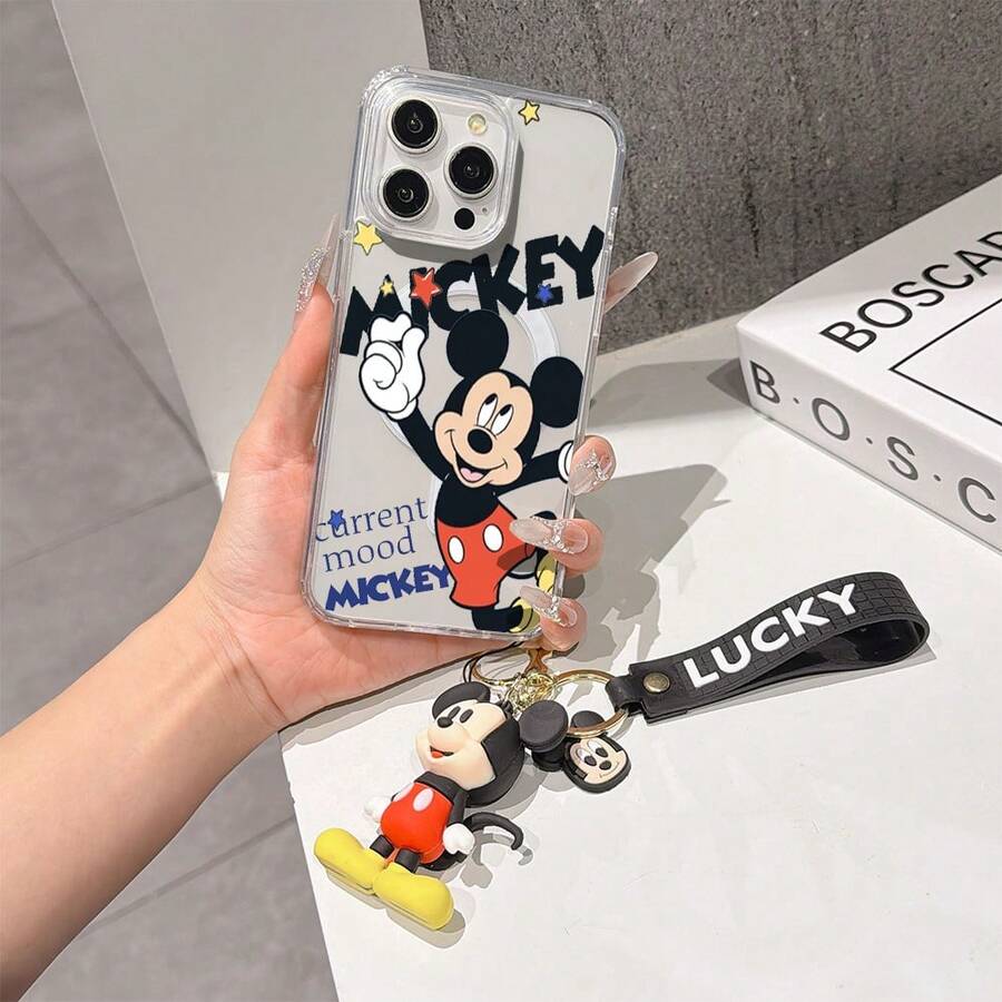 This Disney Mickey Mouse Pattern Lanyard Phone Case Features A Strong Magnetic Closure And Full Coverage Of Acrylic And TPU Material. It's Shockproof, Lightweight, And Suitable For IPhone17/16/11/13/15/15 Plus/15 Pro/15 Pro Max/12/14 Pro Max/11 Pro Max/12 Pro/12 Pro Max/13. It's A Popular Birthday Gift, Business Gift, Durable, Stain-Resistant, And Fingerprint-Resistant New Phone Case For Men And Women. It Also Includes A Mickey Mouse Phone Case And Mickey Mouse Doll Bracelet. Compatible With SamsungGalaxy S20, S21, S22, S23, And S24 Series. It's The Perfect Gift For Friends And Family. This Stylish Phone Case Is Fun, Lightweight, And Durable. IPhone17 Pro Max Phone Case, Minnie Phone Case. - Trong sáng - Xem 1