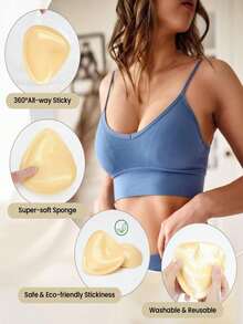 1 Pair, Double-Sided Adhesive Bra Lift Pads - Breathable Silicone Triangle Lift Bra Inserts, Super Lifting, Reusable | Suitable For Strapless Bras, Bikini Bras, Swimsuit Bras And Sports Bras | Comfortable Invisible, Create Natural Bust Shape | Long-Lasting And Durable - Multicolor - View 7