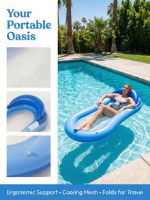 1pc Inflatable Hammock With Net, Foldable Dual-Use Backrest Floating Lounger, Water Recreation Floating Sofa For Adult Summer Pool And Beach Party, Perfect Summer Gift Swimming Pool Raft Floating Lounge Chair, Pool Inflatable, Beach Essentials, Pool Float - Multicolor - View 5