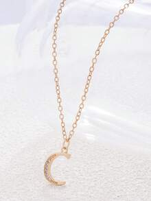 1件简约铜质字母吊坠项链，镶嵌水钻，适合女孩日常佩戴 - 彩色 - 查看 11