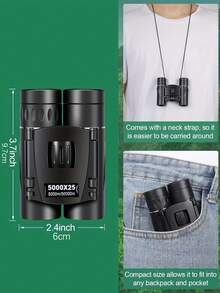1pc High Magnification High Definition Binoculars, Optical Glass With High Transmittance, Wear-Resistant ABS Material Anti-Slip Rubber Handle, Professional Outdoor Tech Style, Minimalist Solid Black Design, Compact Binocular Shape, Foldable, Wide Angle Large Eyepiece, Anti-Fog Coated, High Definition Observation, Outdoor Observation Equipment, Birdwatching, Camping, Concert Viewing, Student & Adult Gift - Black - View 10