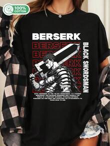 Guts Black Swordsman Dark Fantasy Manga 100 % bomull unisex kortärmad grafisk t-shirt - Svart - Visa 6