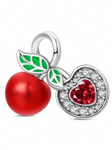 925纯银红苹果闹钟，搭配樱桃、卷心菜、雏菊、菠萝、牛油果珠子，适合DIY女士手链、项链，日常佩戴或作为礼物。 - 彩色 - 查看 17