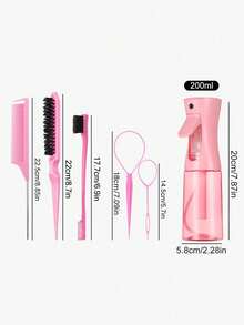 6pcs Hair Styling Set, Including Spray Bottle, Comb, Smooth Brush, Styling Brush, Tail Comb, Hair Accessories, Suitable For Makeup, Hairstyling - Multicolor - View 5