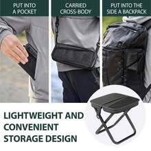 2 In 1 Foldable Backpack Stool Portable Mini Outdoor Camping Folding Seat Chair With Shoulder Straps - B - Xem 4