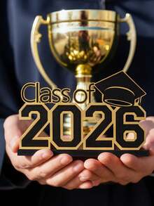 1件黑色和金色2026毕业季装饰木质桌面摆件 - A - 查看 3